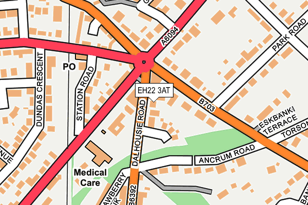 EH22 3AT map - OS OpenMap – Local (Ordnance Survey)