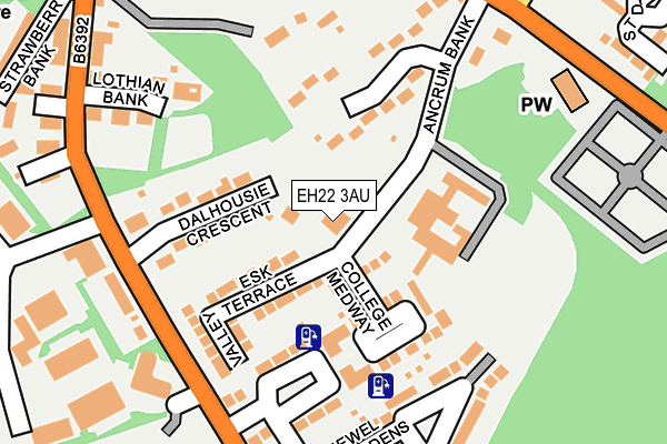 EH22 3AU map - OS OpenMap – Local (Ordnance Survey)