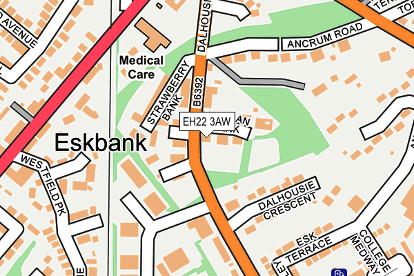 EH22 3AW map - OS OpenMap – Local (Ordnance Survey)