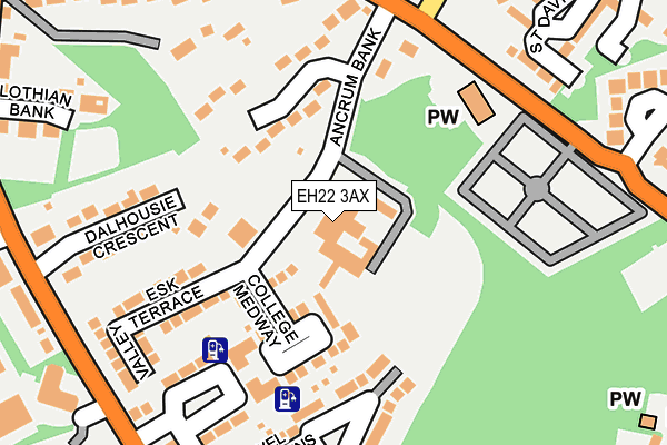 EH22 3AX map - OS OpenMap – Local (Ordnance Survey)