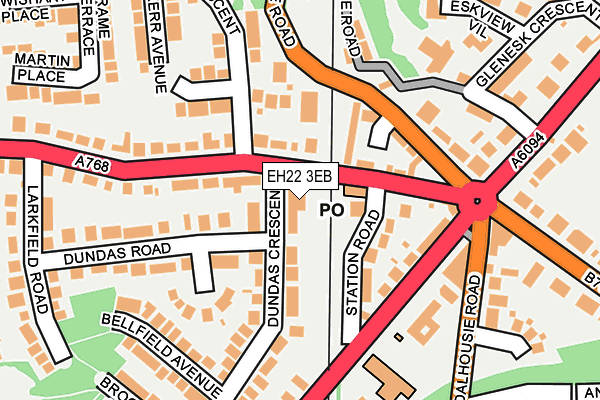 EH22 3EB map - OS OpenMap – Local (Ordnance Survey)