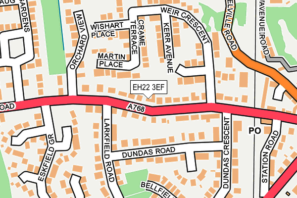 EH22 3EF map - OS OpenMap – Local (Ordnance Survey)