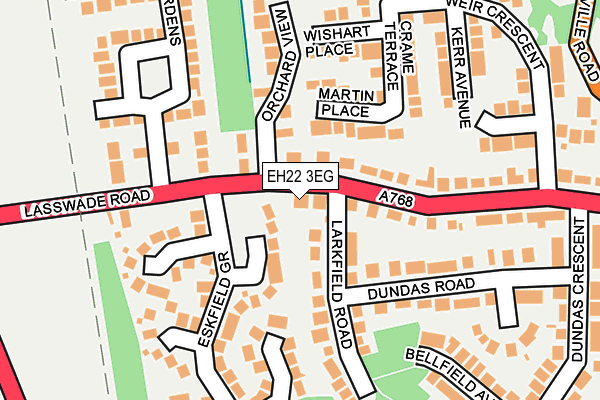EH22 3EG map - OS OpenMap – Local (Ordnance Survey)