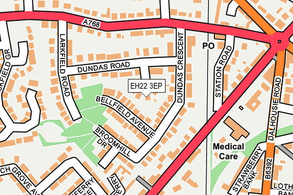 EH22 3EP map - OS OpenMap – Local (Ordnance Survey)