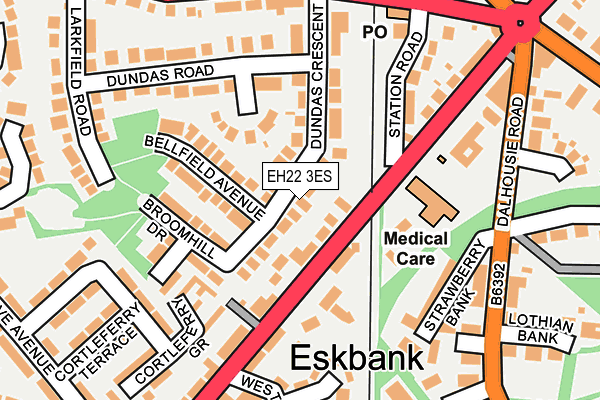 EH22 3ES map - OS OpenMap – Local (Ordnance Survey)