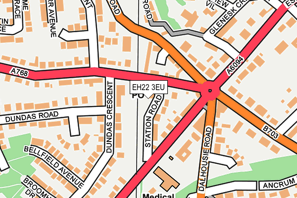 EH22 3EU map - OS OpenMap – Local (Ordnance Survey)