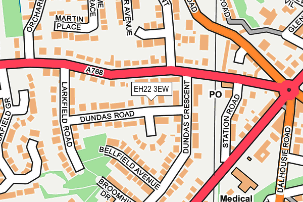 EH22 3EW map - OS OpenMap – Local (Ordnance Survey)