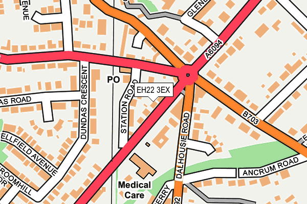 EH22 3EX map - OS OpenMap – Local (Ordnance Survey)