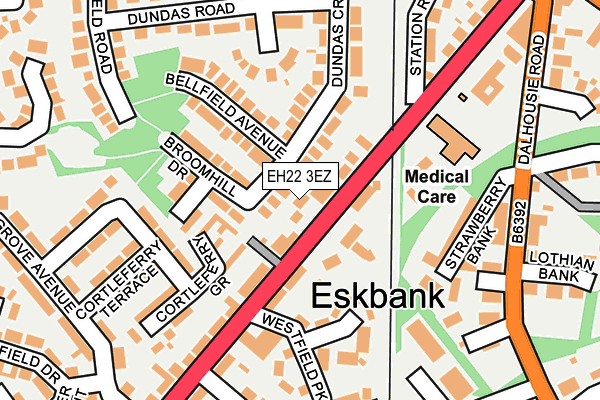 EH22 3EZ map - OS OpenMap – Local (Ordnance Survey)