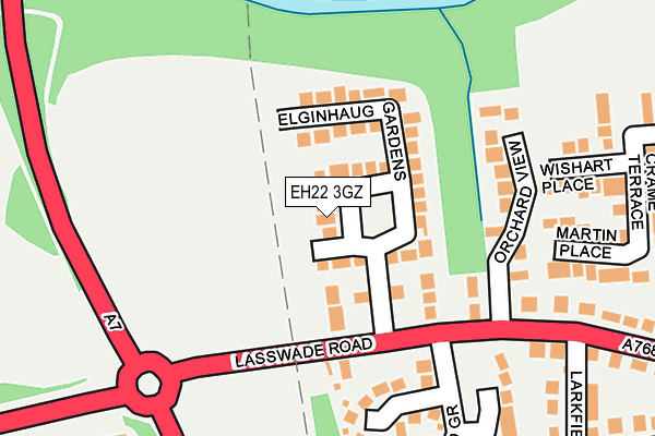 EH22 3GZ map - OS OpenMap – Local (Ordnance Survey)