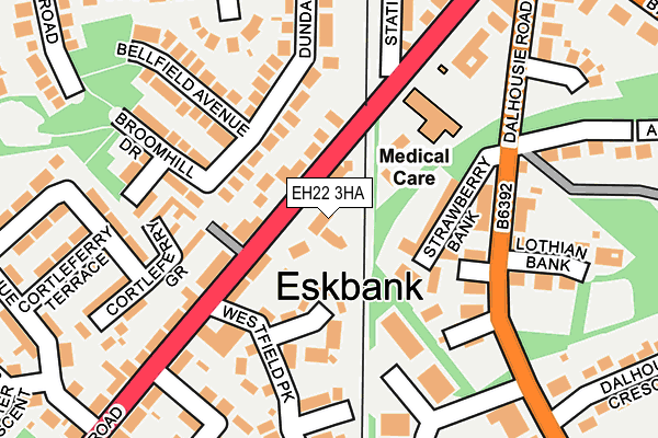 EH22 3HA map - OS OpenMap – Local (Ordnance Survey)