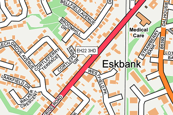 EH22 3HD map - OS OpenMap – Local (Ordnance Survey)