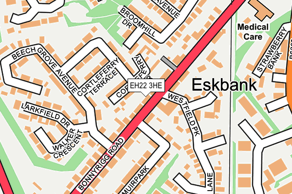 EH22 3HE map - OS OpenMap – Local (Ordnance Survey)