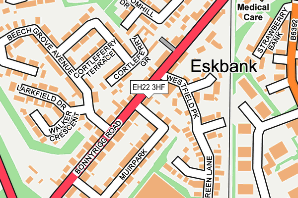 EH22 3HF map - OS OpenMap – Local (Ordnance Survey)