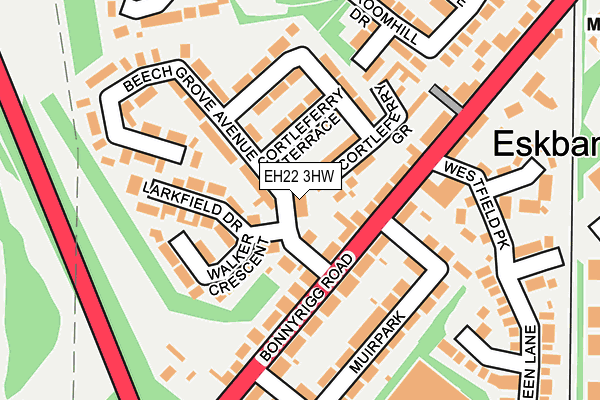 EH22 3HW map - OS OpenMap – Local (Ordnance Survey)