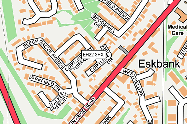 EH22 3HX map - OS OpenMap – Local (Ordnance Survey)