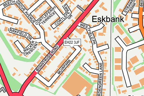 EH22 3JF map - OS OpenMap – Local (Ordnance Survey)