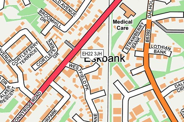 EH22 3JH map - OS OpenMap – Local (Ordnance Survey)