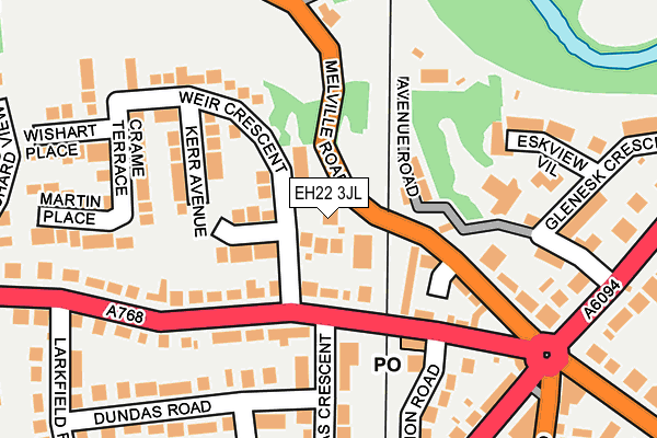 EH22 3JL map - OS OpenMap – Local (Ordnance Survey)