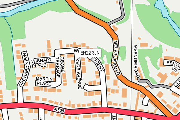 EH22 3JN map - OS OpenMap – Local (Ordnance Survey)