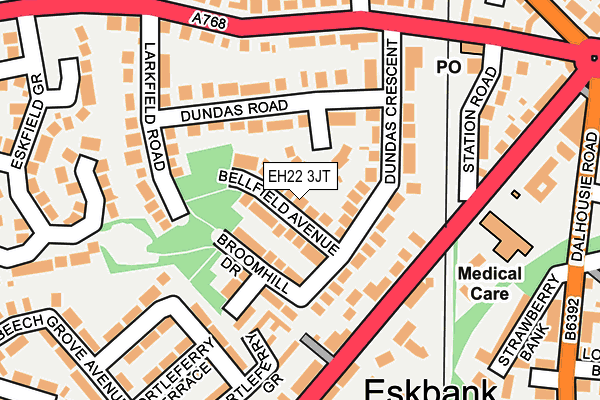 EH22 3JT map - OS OpenMap – Local (Ordnance Survey)