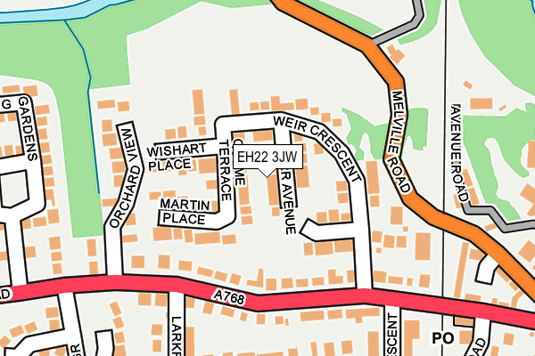 EH22 3JW map - OS OpenMap – Local (Ordnance Survey)