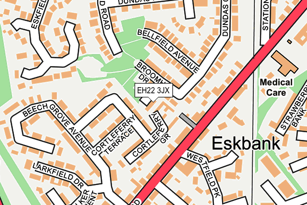 EH22 3JX map - OS OpenMap – Local (Ordnance Survey)