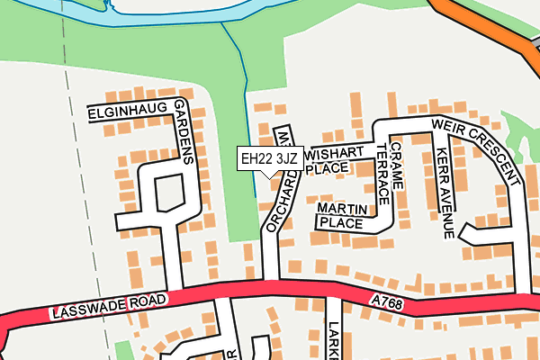 EH22 3JZ map - OS OpenMap – Local (Ordnance Survey)