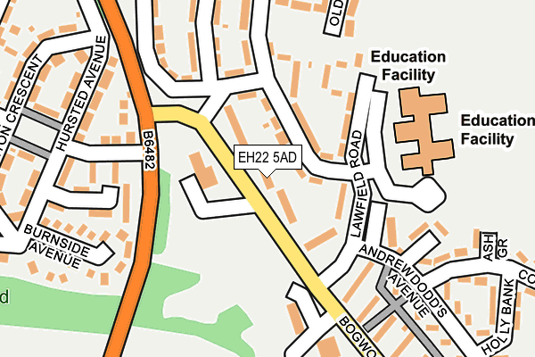 EH22 5AD map - OS OpenMap – Local (Ordnance Survey)