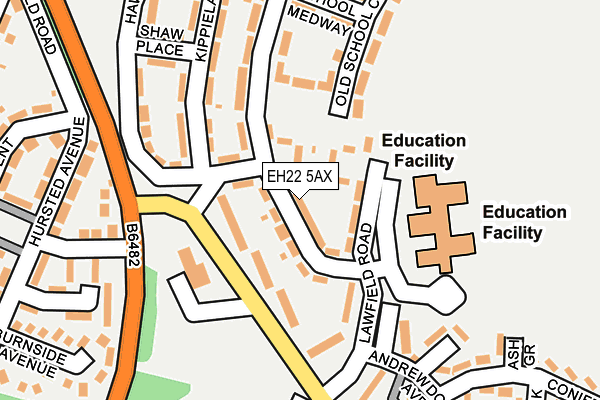 EH22 5AX map - OS OpenMap – Local (Ordnance Survey)