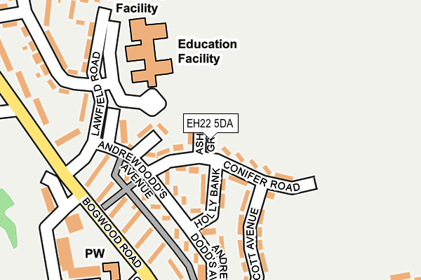 EH22 5DA map - OS OpenMap – Local (Ordnance Survey)