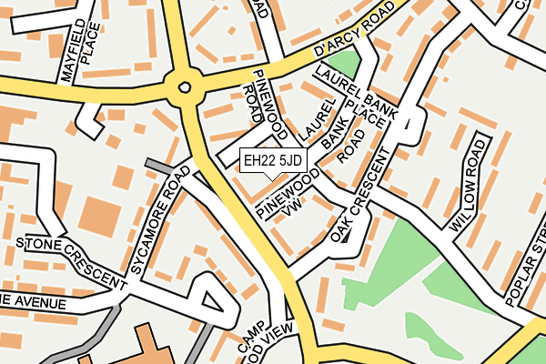 EH22 5JD map - OS OpenMap – Local (Ordnance Survey)