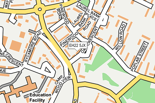 EH22 5JX map - OS OpenMap – Local (Ordnance Survey)