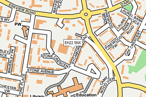 EH22 5NX map - OS OpenMap – Local (Ordnance Survey)