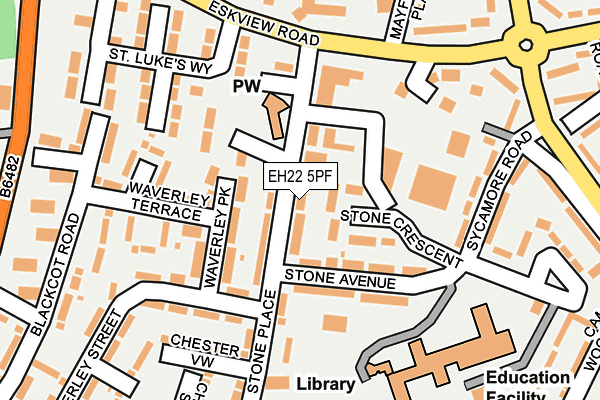 EH22 5PF map - OS OpenMap – Local (Ordnance Survey)