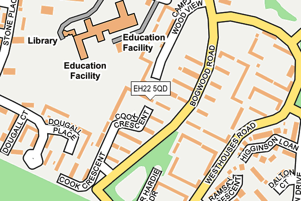 EH22 5QD map - OS OpenMap – Local (Ordnance Survey)