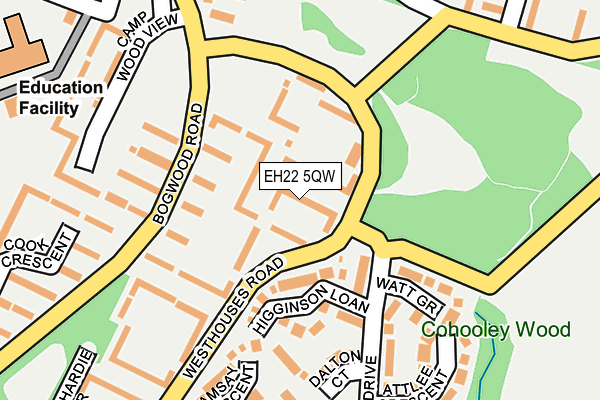 EH22 5QW map - OS OpenMap – Local (Ordnance Survey)