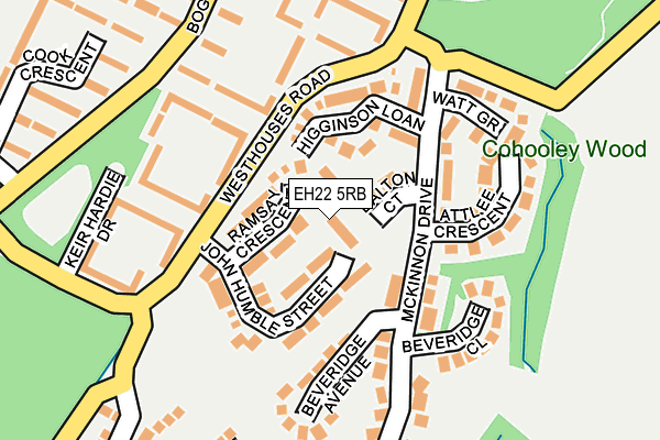 EH22 5RB map - OS OpenMap – Local (Ordnance Survey)