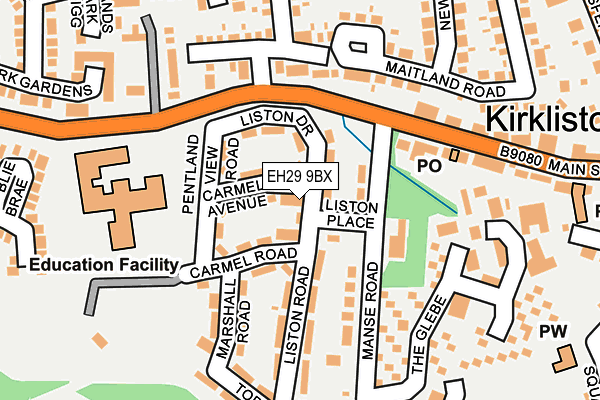 EH29 9BX map - OS OpenMap – Local (Ordnance Survey)