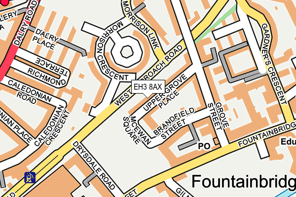 EH3 8AX map - OS OpenMap – Local (Ordnance Survey)
