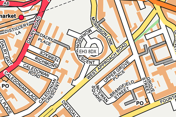 EH3 8DX map - OS OpenMap – Local (Ordnance Survey)