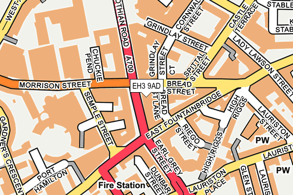 EH3 9AD map - OS OpenMap – Local (Ordnance Survey)