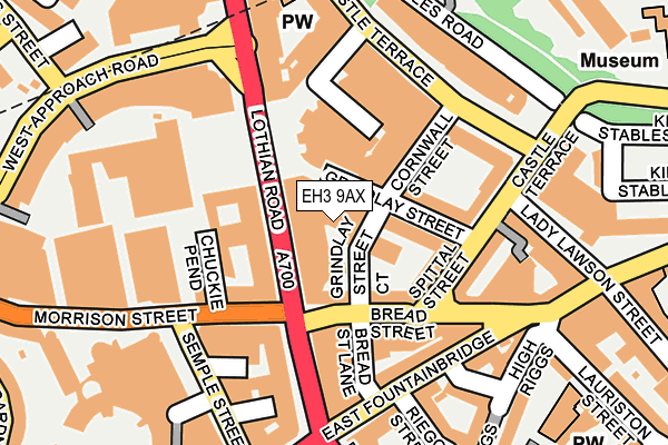 EH3 9AX map - OS OpenMap – Local (Ordnance Survey)