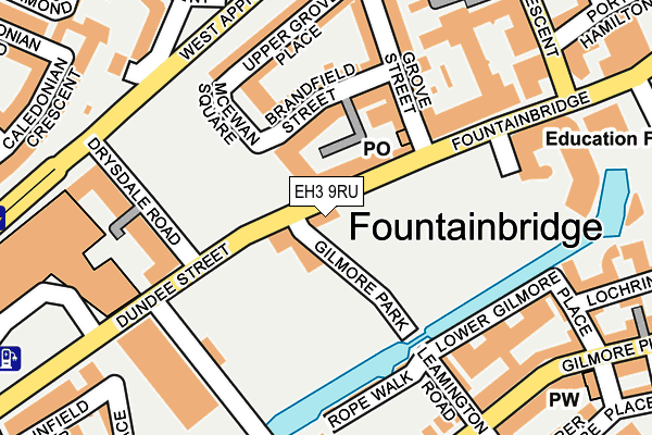 EH3 9RU map - OS OpenMap – Local (Ordnance Survey)