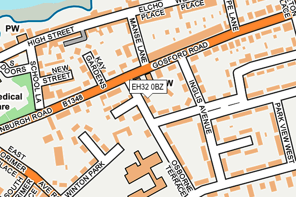 EH32 0BZ map - OS OpenMap – Local (Ordnance Survey)