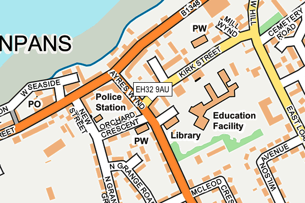 EH32 9AU map - OS OpenMap – Local (Ordnance Survey)