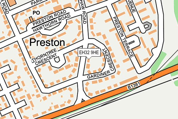 EH32 9HE map - OS OpenMap – Local (Ordnance Survey)