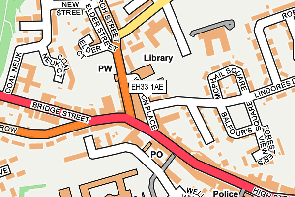 EH33 1AE map - OS OpenMap – Local (Ordnance Survey)