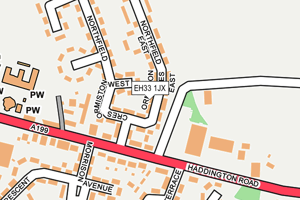 EH33 1JX map - OS OpenMap – Local (Ordnance Survey)