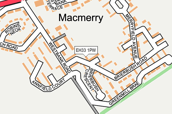 EH33 1PW map - OS OpenMap – Local (Ordnance Survey)